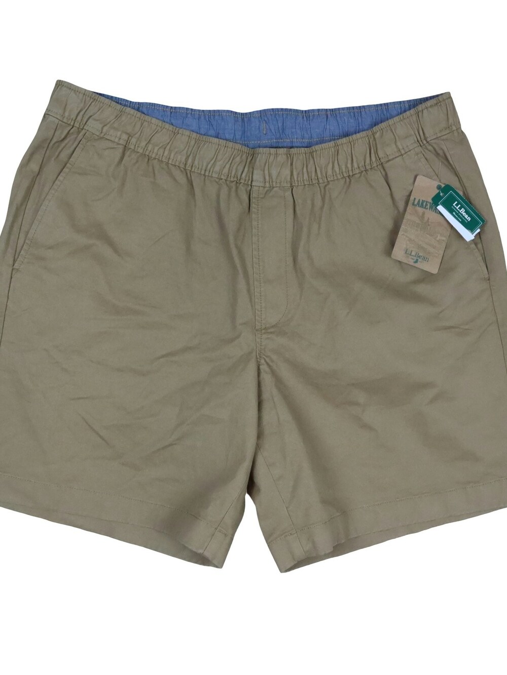 L.L. Bean Chino Shorts Khaki Elastic Drawstring Waist Men's XL